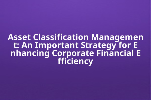 Asset Classification Management: An Important Strategy for Enhancing Corporate Financial Efficiency